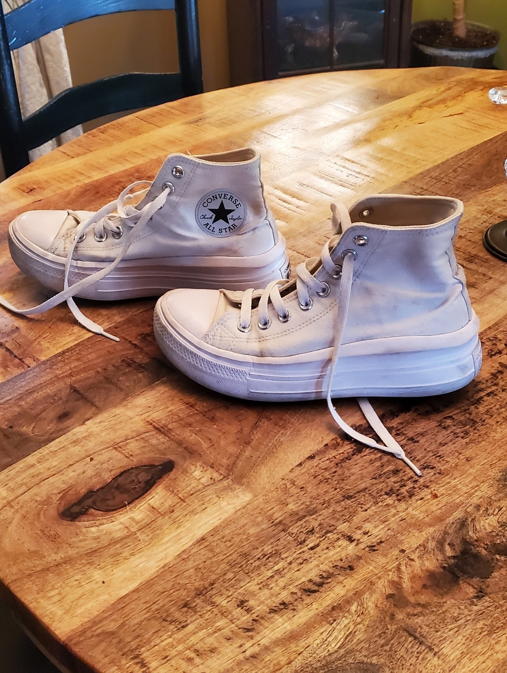 Converse White High Top Platform Sneakers